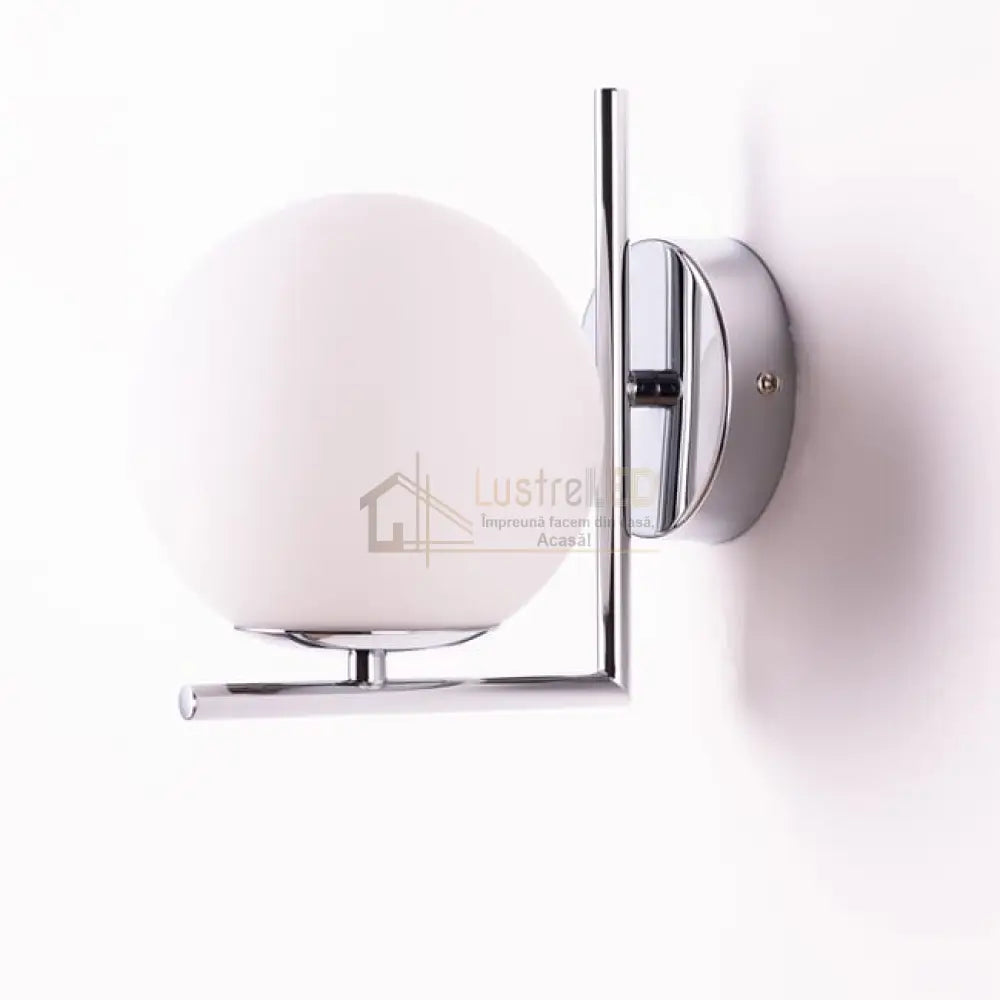 Aplica Nordic Style Abajur Mat Silver Globe ARGINTIE / ABAJUR / APLICA PERETE Wall Light Fixtures