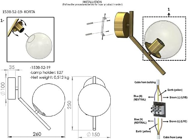 Aplica Abajur Transparent 1Xe27 Mx412-1B Wall Light Fixtures