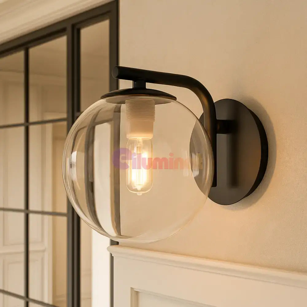 Aplica Perete Abajur Transparent Volta Black lustreled.ro