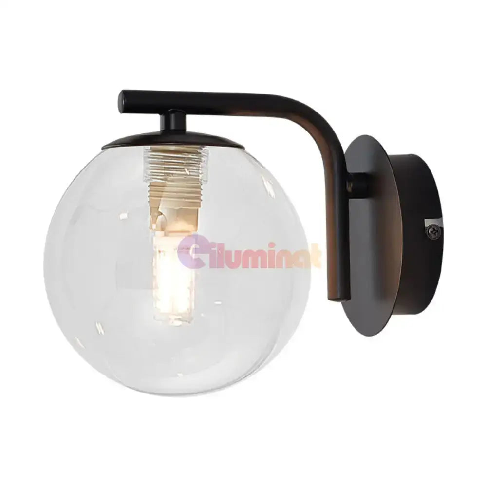 Aplica Perete Abajur Transparent Volta Black lustreled.ro