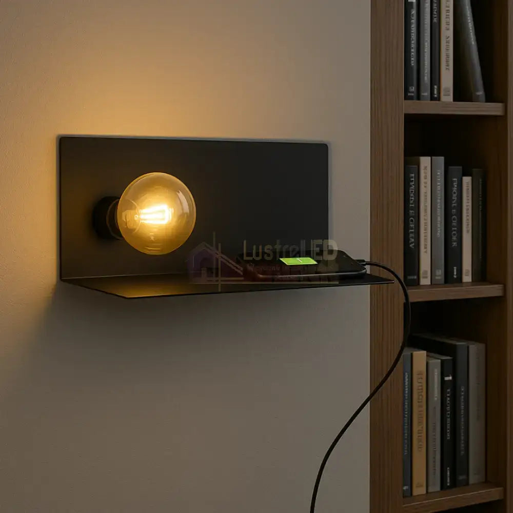 Aplica Perete 1xE27 cu Usb NEGRU / APLICA PERETE Wall Light Fixtures