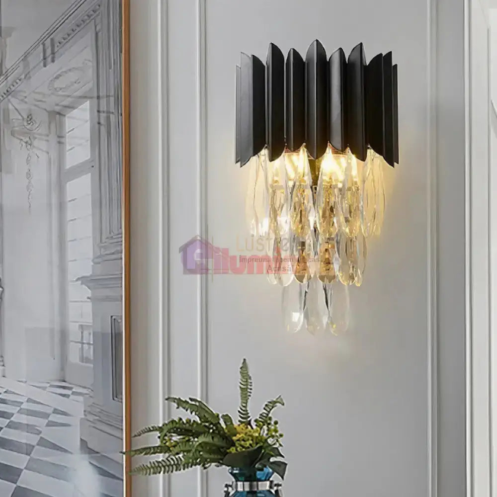 Aplica Perete Cristal 2xE14 Black Extravaganza lustreled.ro