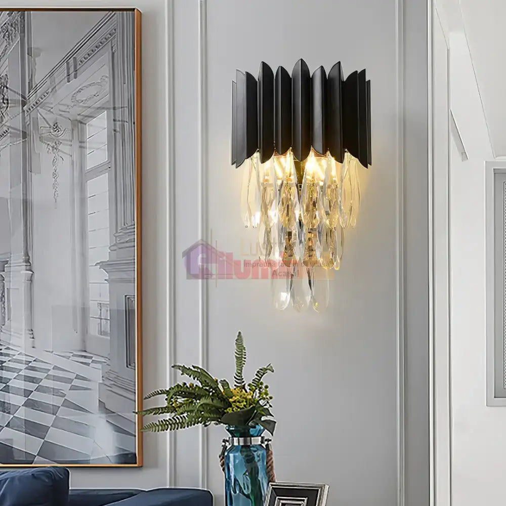 Aplica Perete Cristal 2xE14 Black Extravaganza lustreled.ro