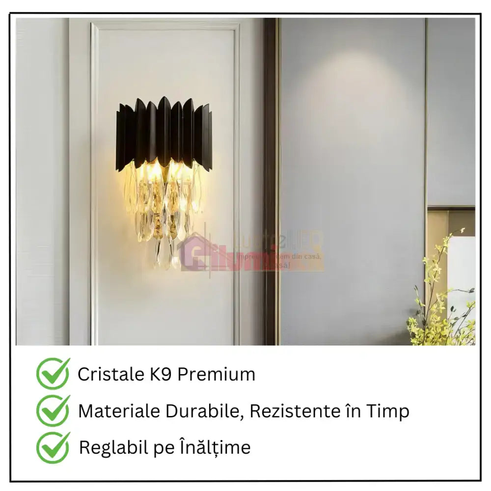 Aplica Perete Cristal 2xE14 Black Extravaganza lustreled.ro