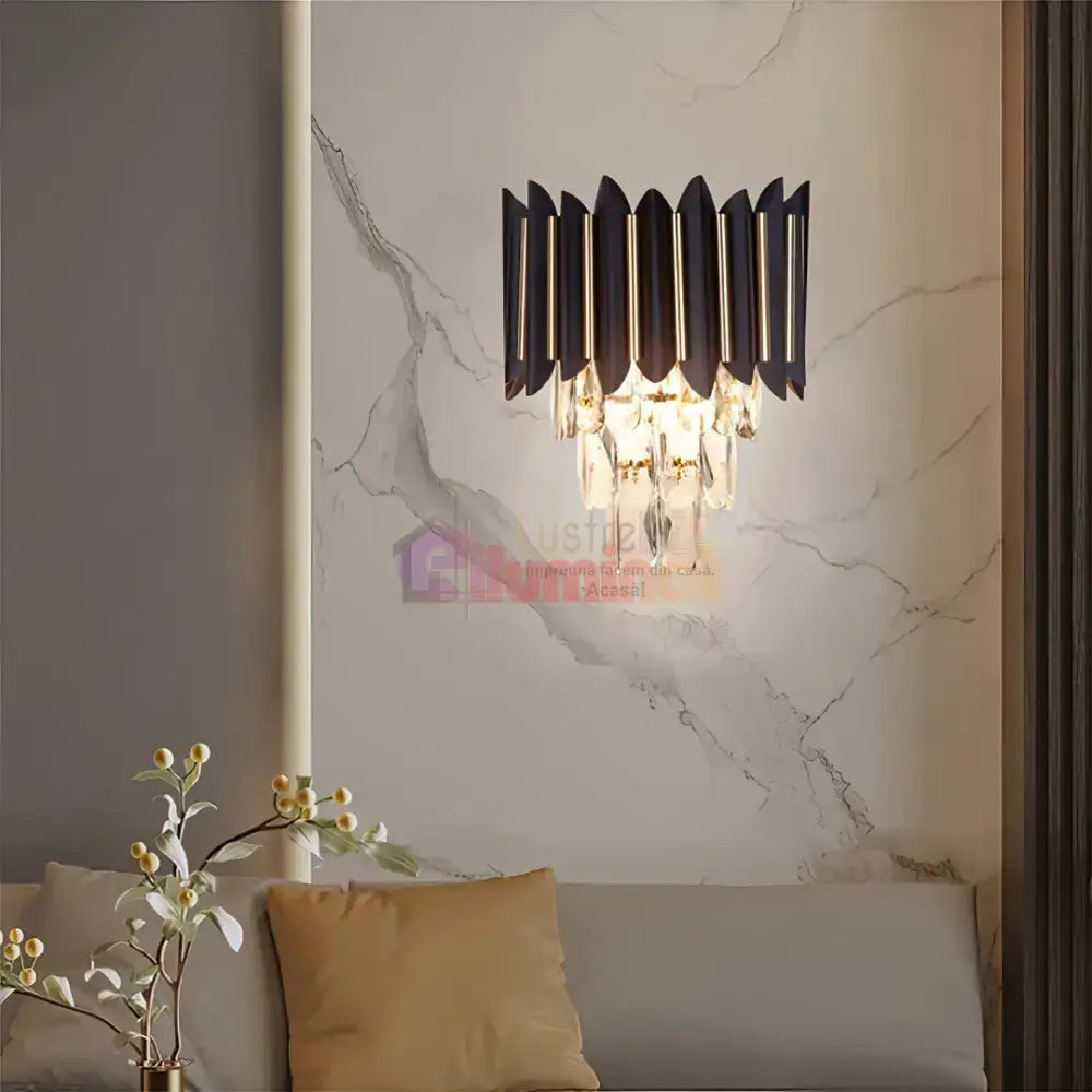 Aplica Perete Cristal 2xE14 Black Extravaganza lustreled.ro
