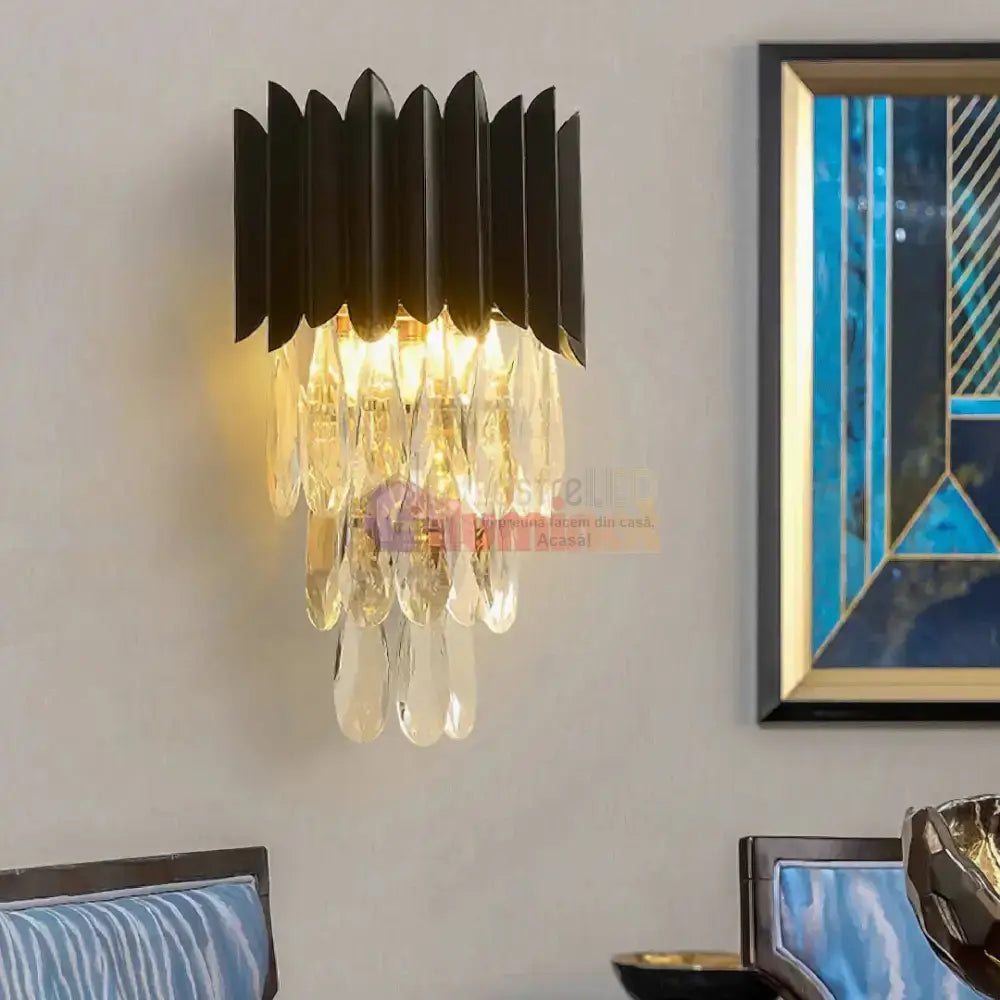 Aplica Perete Cristal 2xE14 Black Extravaganza lustreled.ro
