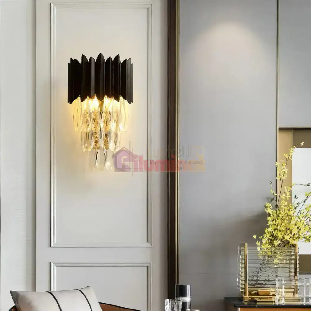 Aplica Perete Cristal 2xE14 Black Extravaganza lustreled.ro