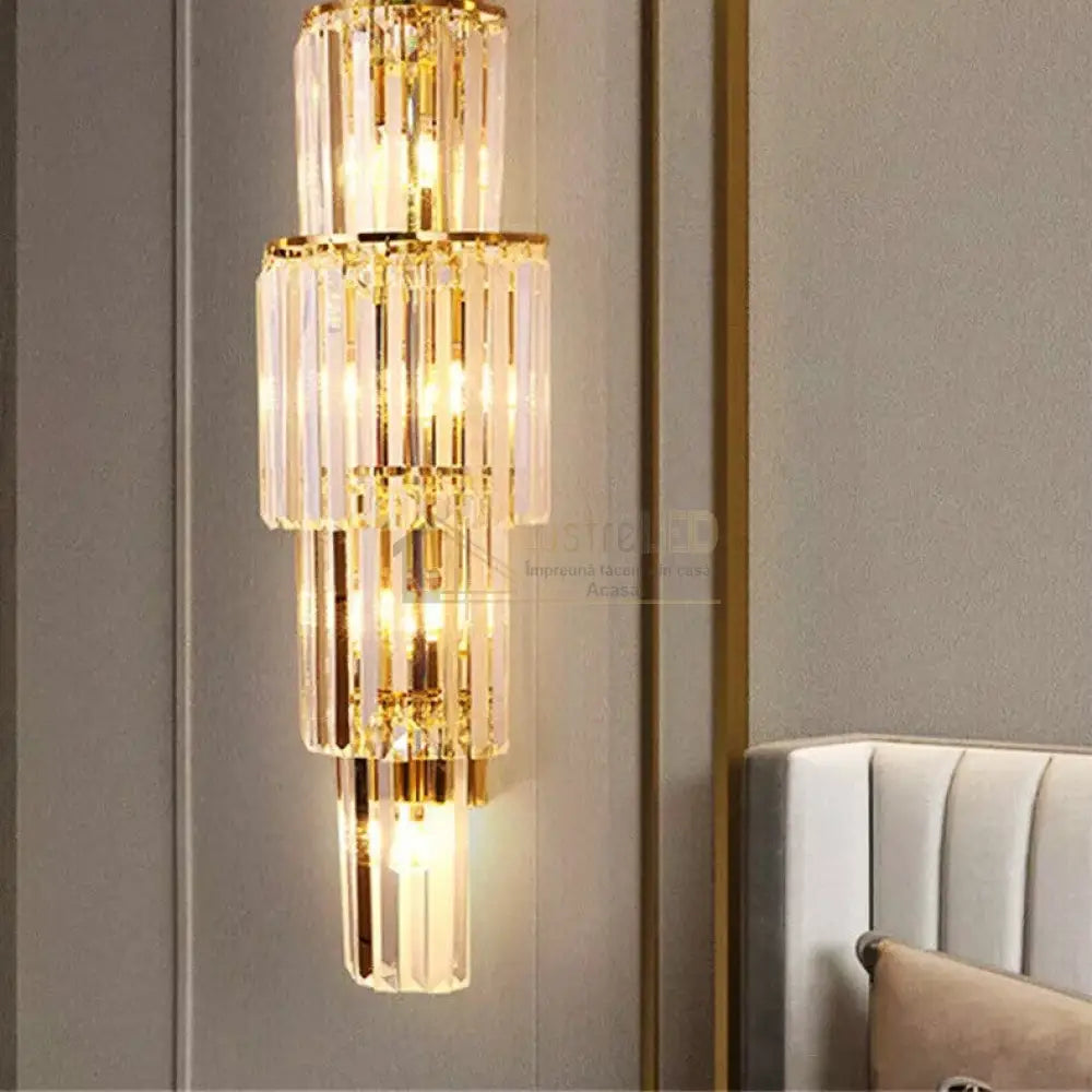 Aplica Perete Cristal Luxury Golden Deluxe 65cm AURIE / CRISTAL / APLICA PERETE Wall Light Fixtures
