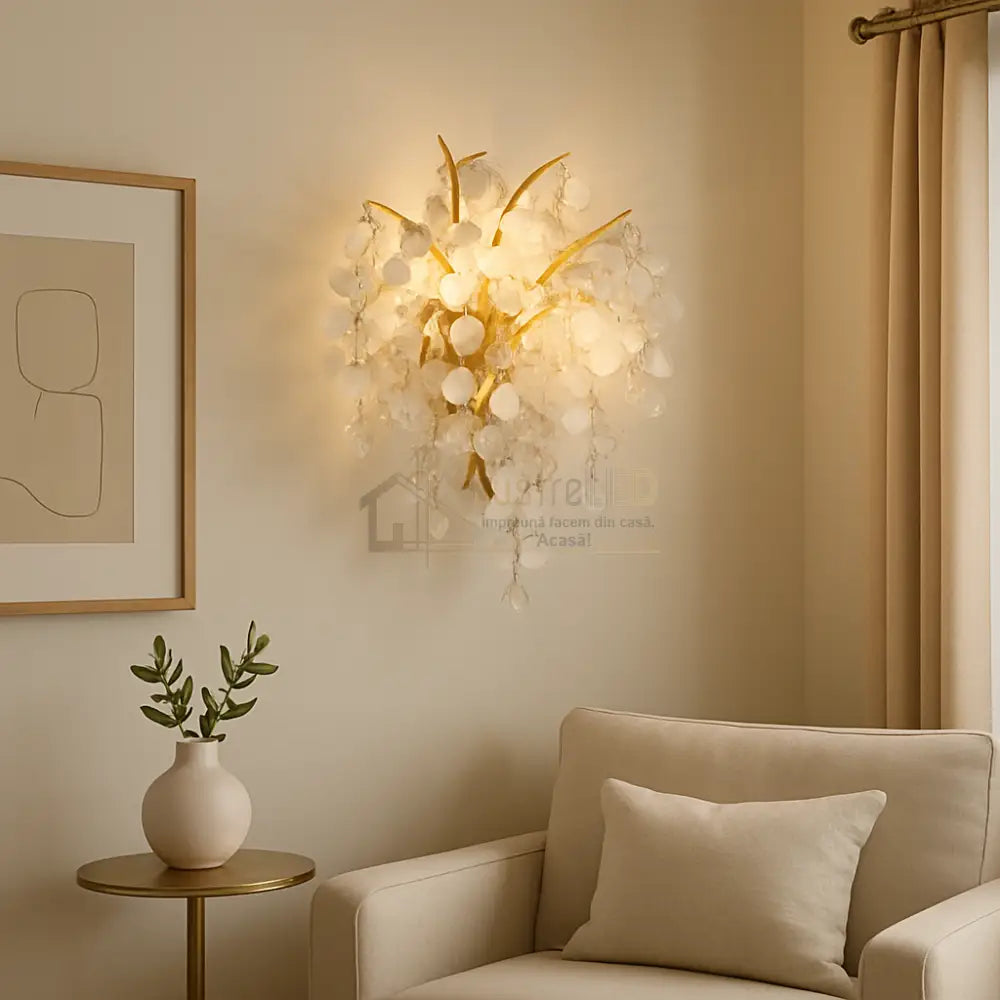 Aplica Perete Cristal Luxury Golden SunFlower lustreled.ro
