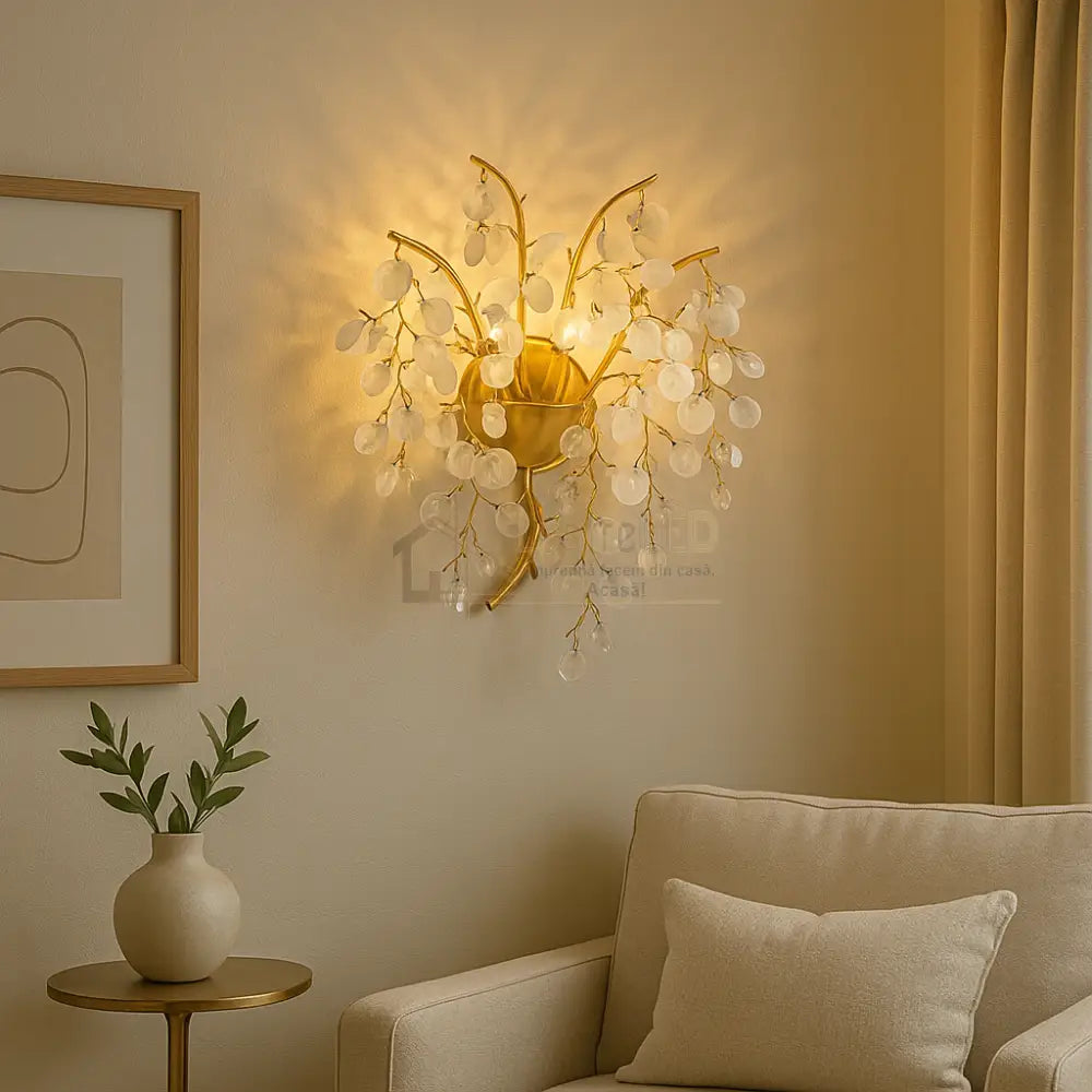 Aplica Perete Cristal Luxury Golden SunFlower lustreled.ro