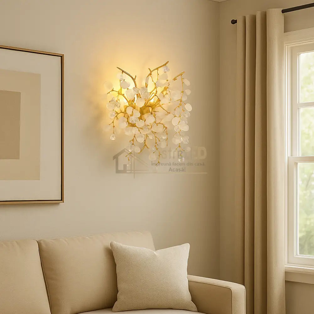 Aplica Perete Cristal Luxury Golden SunFlower lustreled.ro