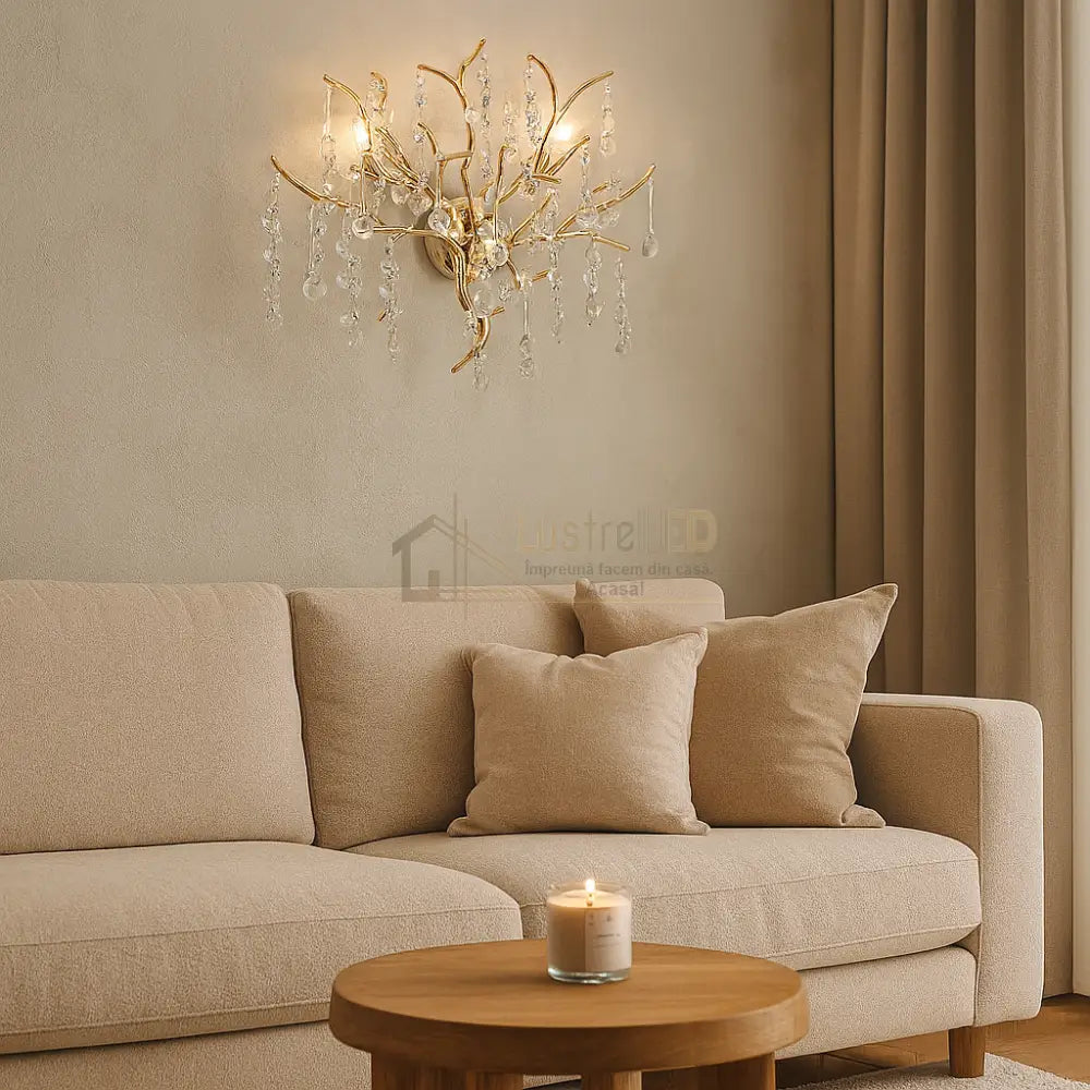 Aplica Perete Cristal Luxury Golden Tears AURIE / CRISTAL / APLICA PERETE Wall Light Fixtures