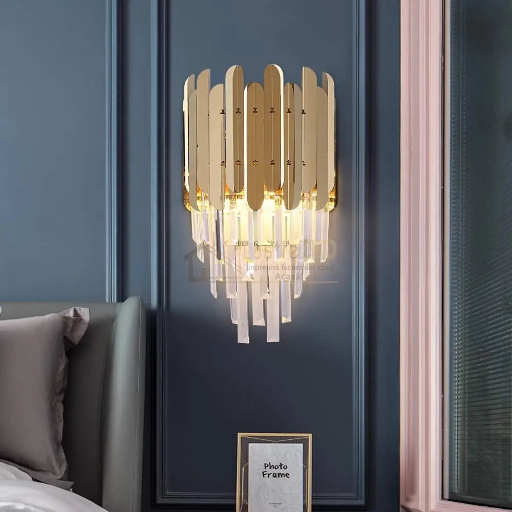 Aplica Perete Cristal Shiny Golden Chrome lustreled.ro