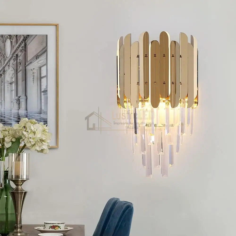 Aplica Perete Cristal Shiny Golden Chrome lustreled.ro