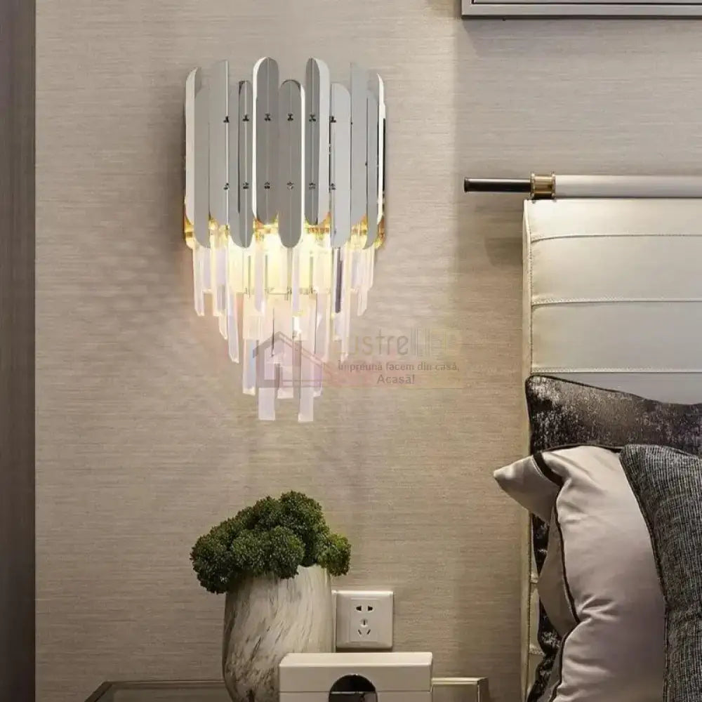 Aplica Perete Cristal Shiny Silver Chrome ARGINTIE / CRISTAL / APLICA PERETE Wall Light Fixtures
