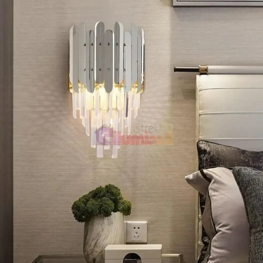Aplica Perete Cristal Shiny Silver Chrome lustreled.ro