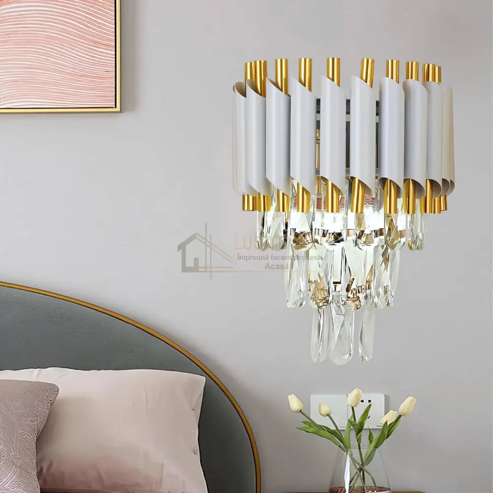 Aplica Perete Cristal WHITE PANTHER 8801/2W ALBA / CRISTAL / APLICA PERETE Wall Light Fixtures