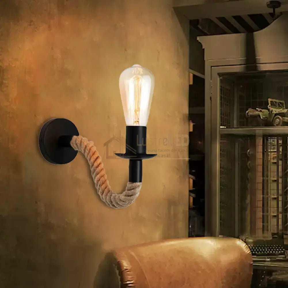 Aplica Perete Derva Vintage Rope NEAGRA / VINTAGE SI RETRO DESIGN / APLICA PERETE Wall Light Fixtures