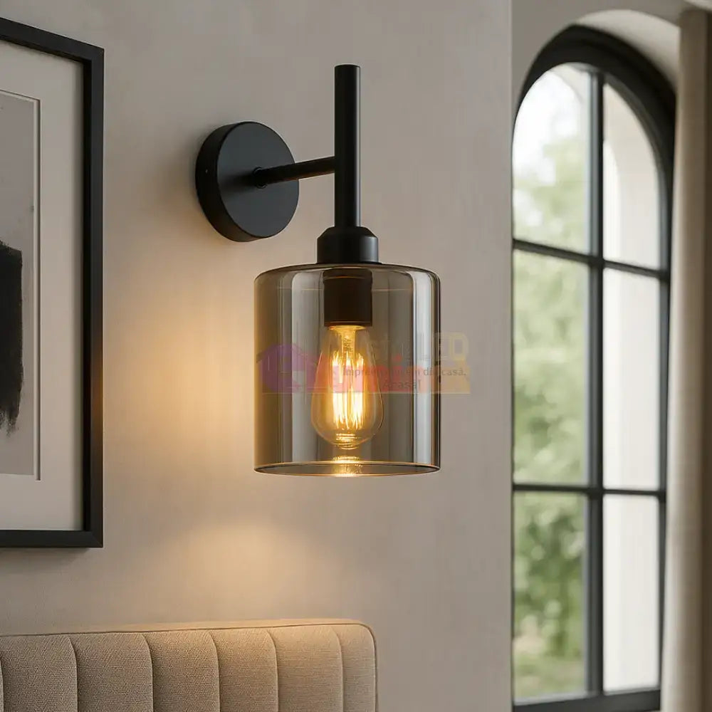 Aplica Perete Smokey V2 Neagra Abajur fumuriu lustreled.ro