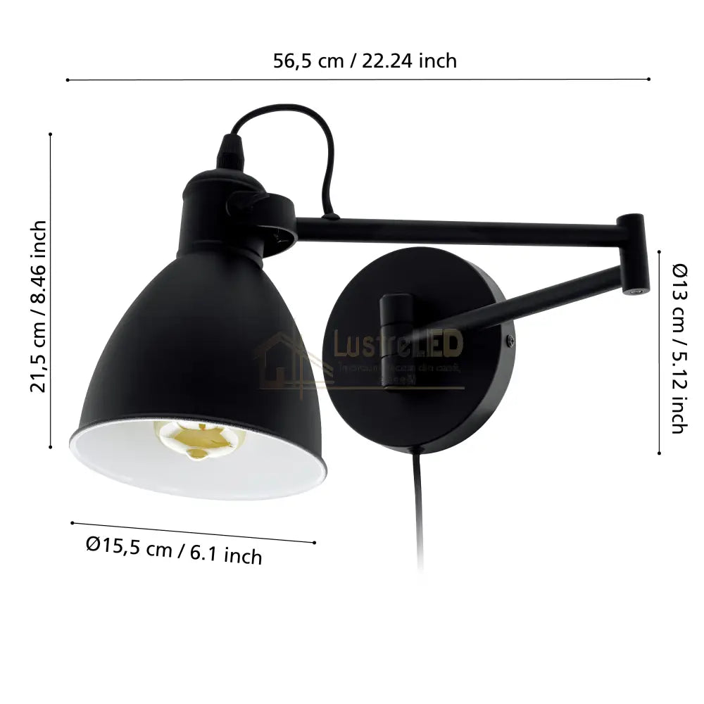 Aplica SAN PERI Black 21CM EGLO NEAGRA / APLICA PERETE / VINTAGE SI RETRO DESIGN Wall Light Fixtures