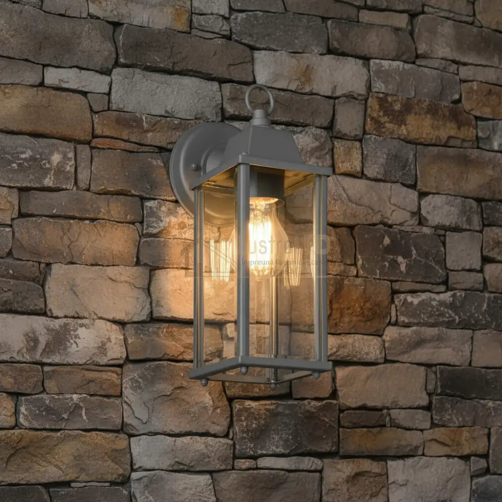 Aplica Tip Felinar Antracit Cu Sticla Transparenta