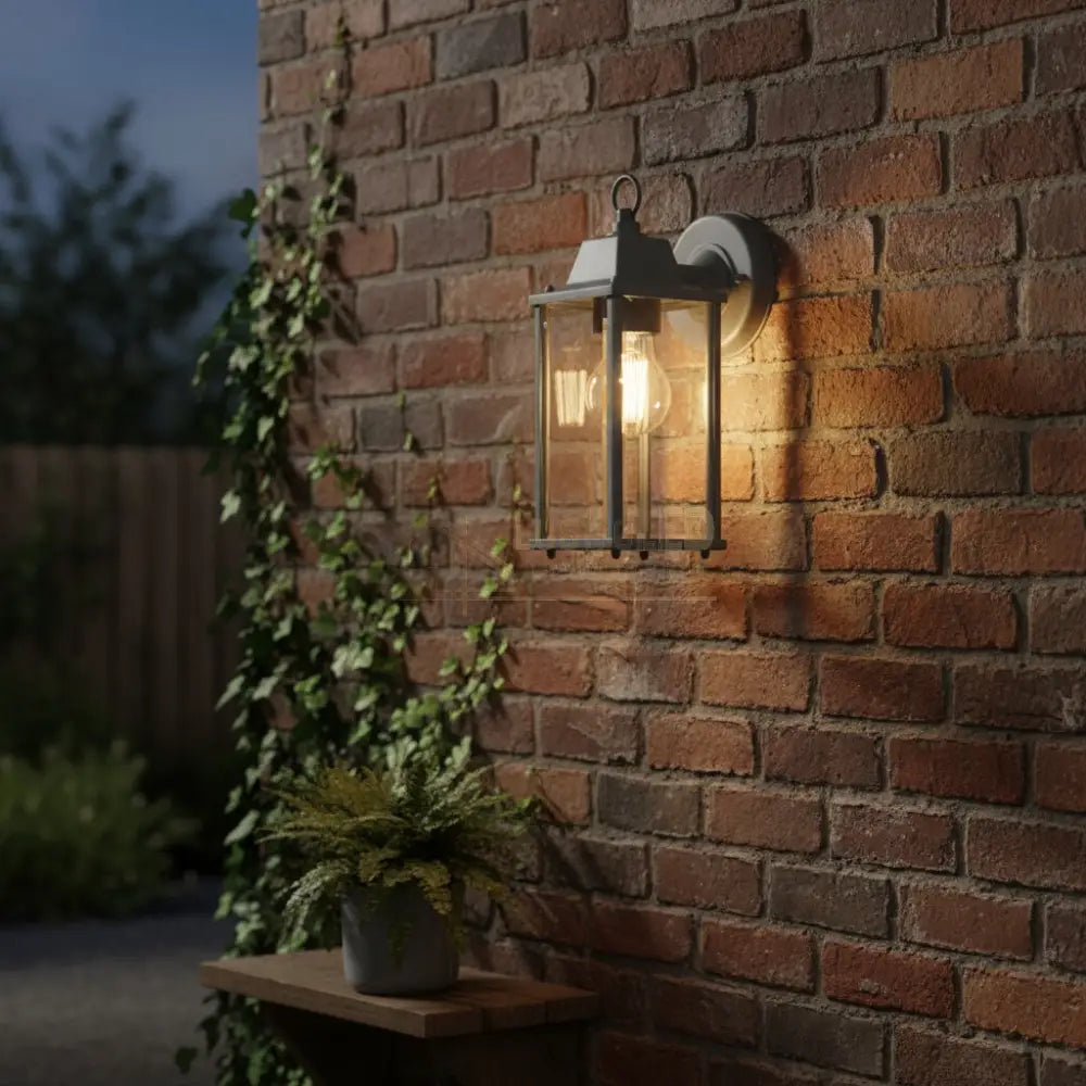 Aplica Tip Felinar Antracit Cu Sticla Transparenta