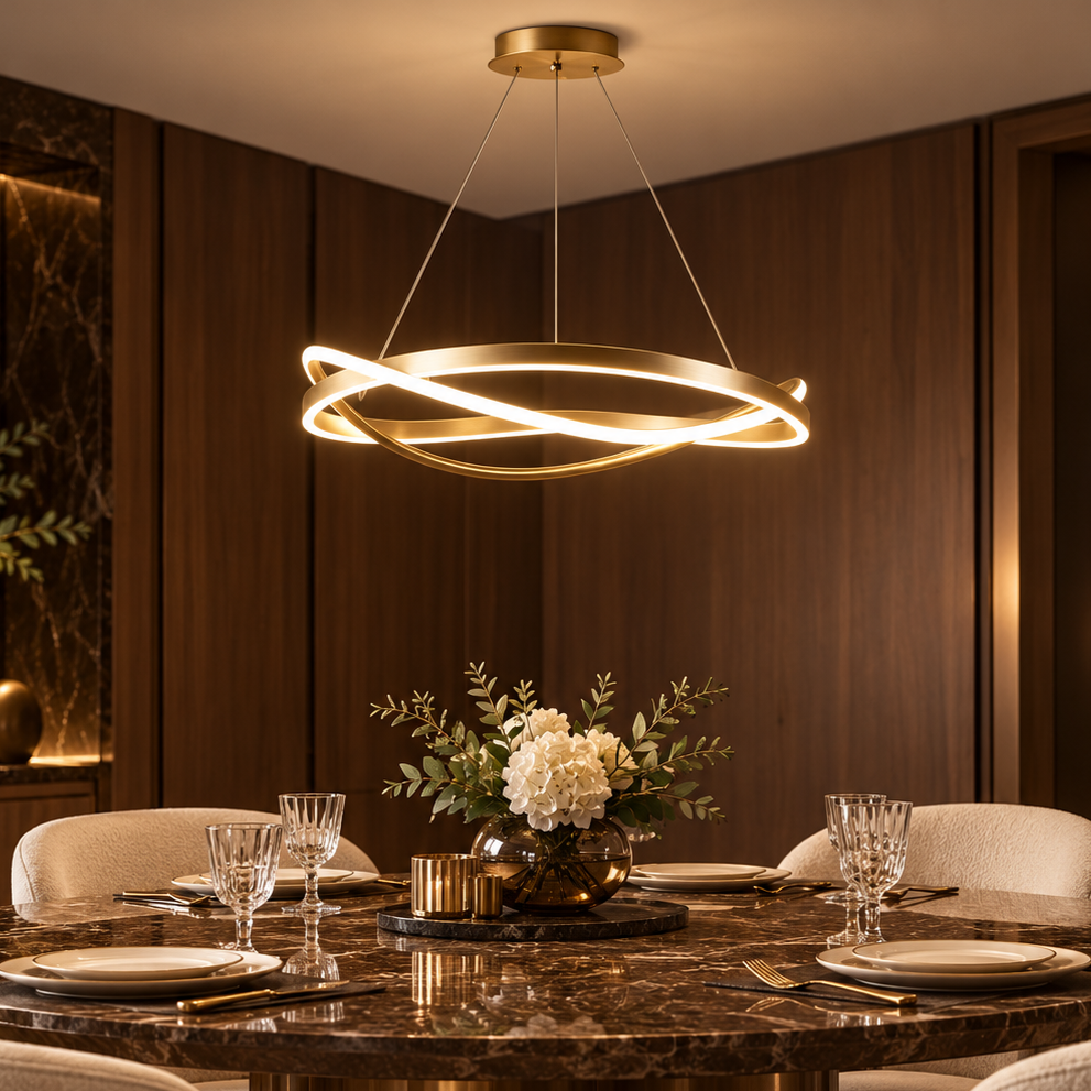 Lustra LED Suspendata Venola Gold Echivalent 550W Telecomanda
