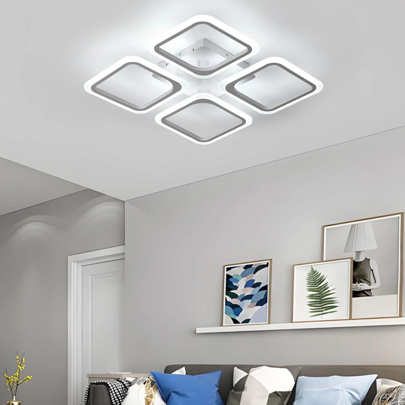 Lustra LED 4 SQUARES SONNE Alb Echivalent 700W Telecomanda