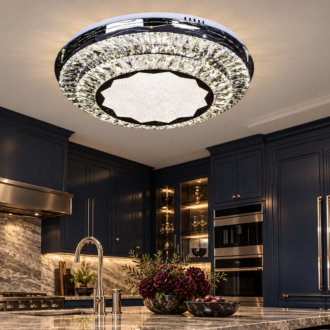 Lustra LED Cristal Silver Halo Echivalent 600W Telecomanda