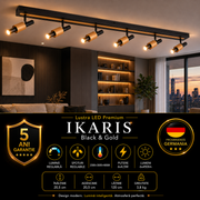 Lustra LED Premium IKARIS Black & Gold cu 6 Spoturi Reglabile