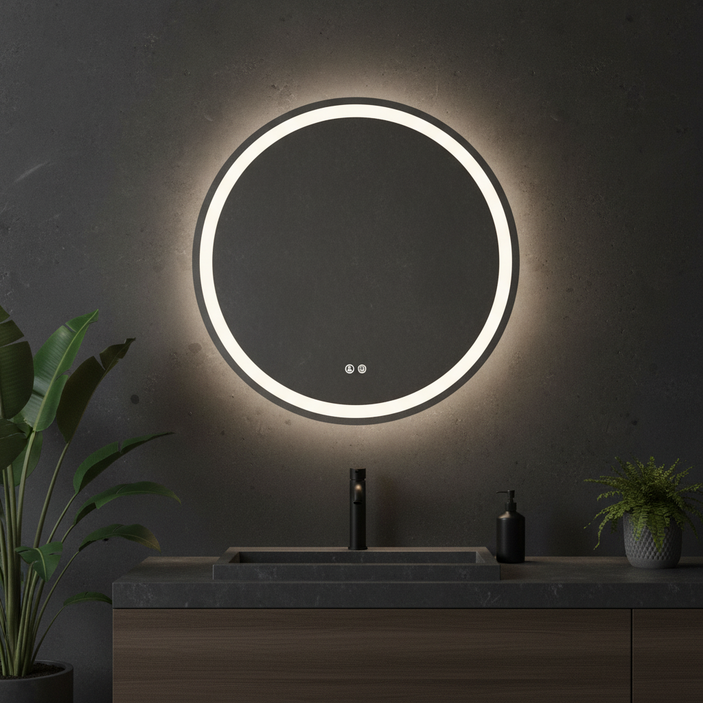 Oglinda LED Rotunda FRAMELESS 60cm, 3 Lumini, Dezaburire, DImabila si Touch OD018