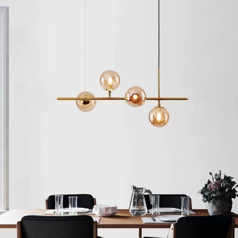 Lustra Abajur Fumuriu GOLD Liniara 4xE14