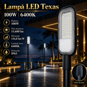 Lampa LED Iluminat Stradal Texas Anthracite 100W | 11680lm | 6400K | IP65