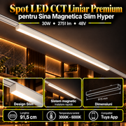 Spot LED Magnetic Liniar Premium Hyper White 30W | 91.5CM | 48V | 3 Tipuri de Lumina
