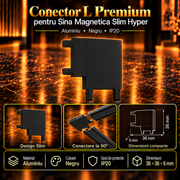 Conector L Premium Black pentru Sina Magnetica Hyper