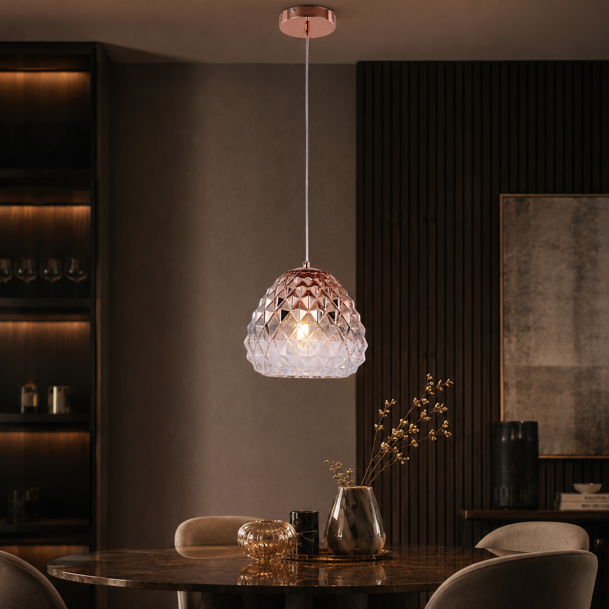 Pendul DIAMOND Unique 1xE27 Rose Gold