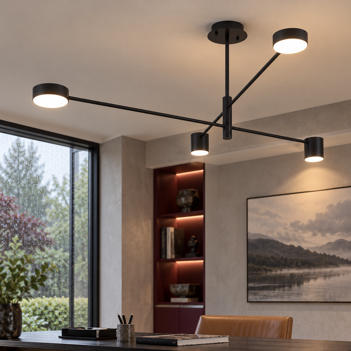 Lustra LED Gyzo Black Echivalent 150W Telecomanda