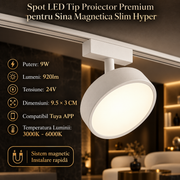 Spot LED Magnetic Rotund Premium Hyper White 9W | ⌀9.5CM | 24V | 3 Tipuri de Lumina