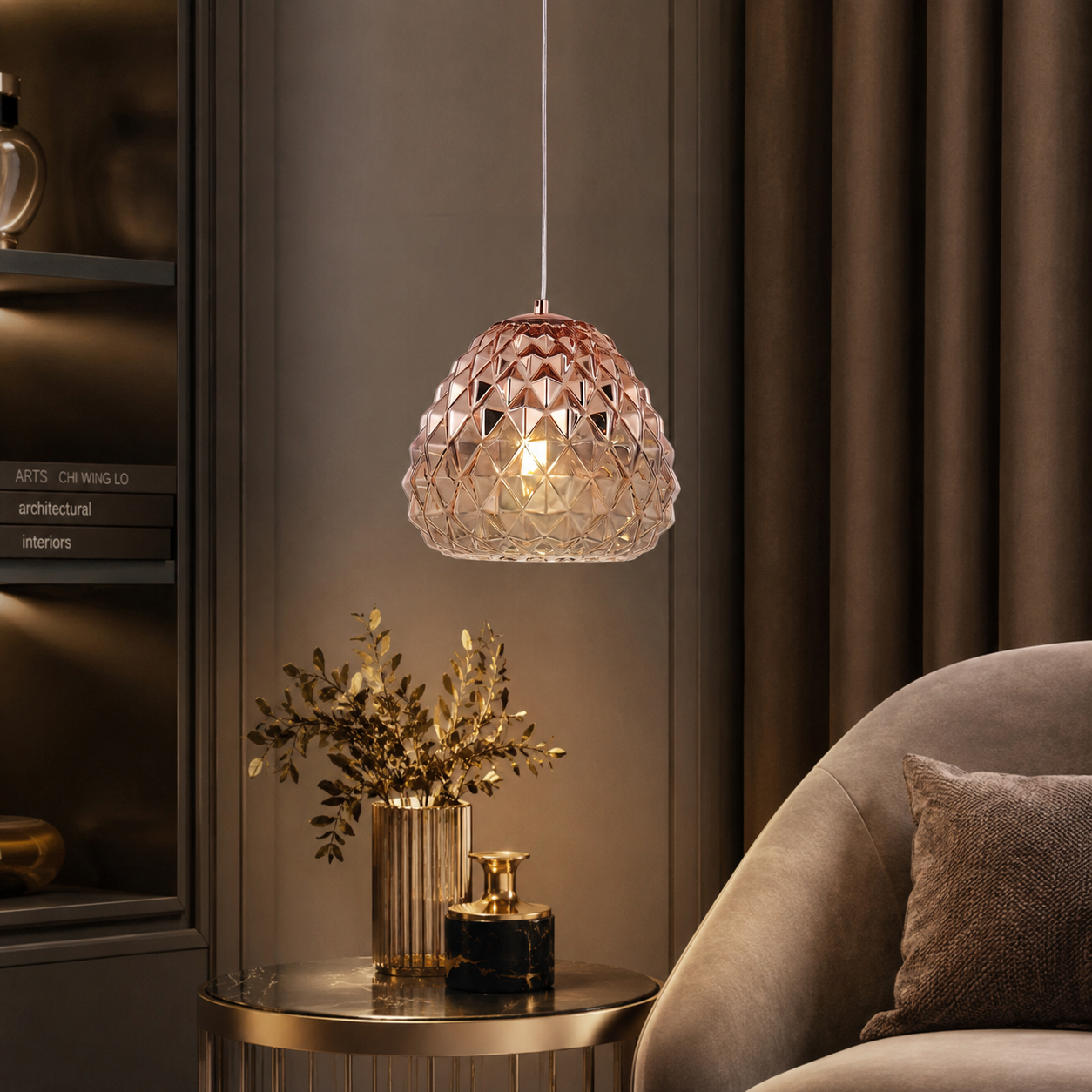 Pendul DIAMOND Unique 1xE27 Rose Gold