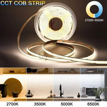 Banda LED 24V CCT COB 10 metri cu 3 Tipuri de Lumina