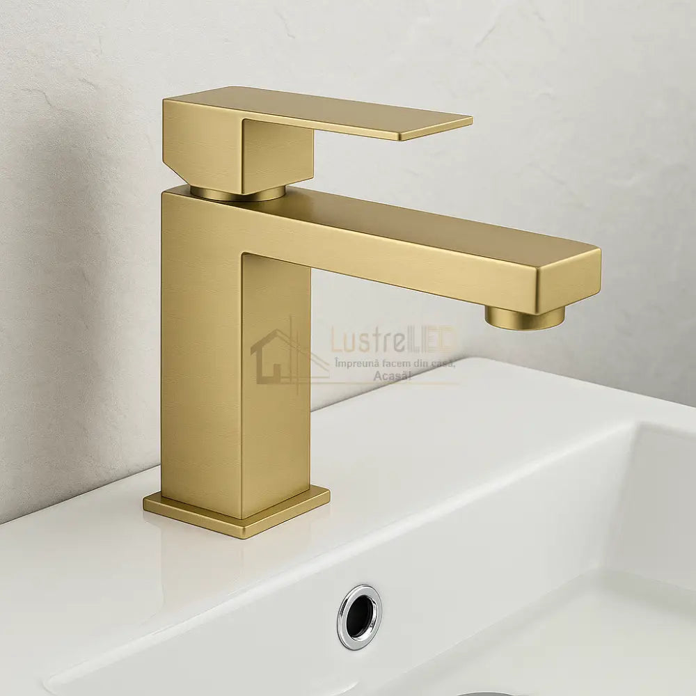 Baterie de Lavoar din Alama cu Finisaj Aurit Mat