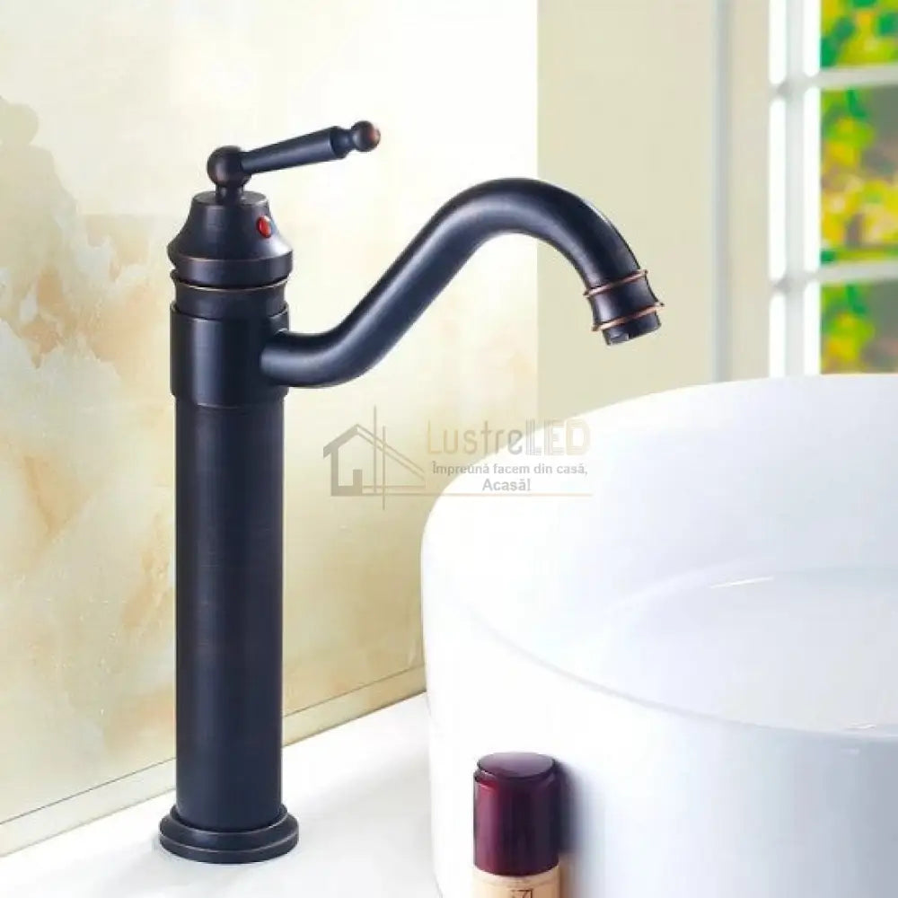 Baterie De Lavoar Inalta Din Alama Finisaj Negru Antichizat