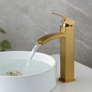 Baterie inalta pentru lavoar din alama – finisaj bronz auriu mat design elegant