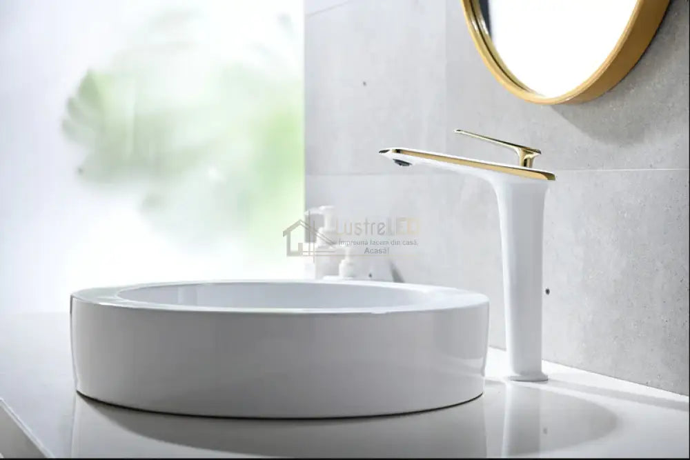 Baterie Lavoar Inalta Luxury Line Golden White 004 Modern Faucets