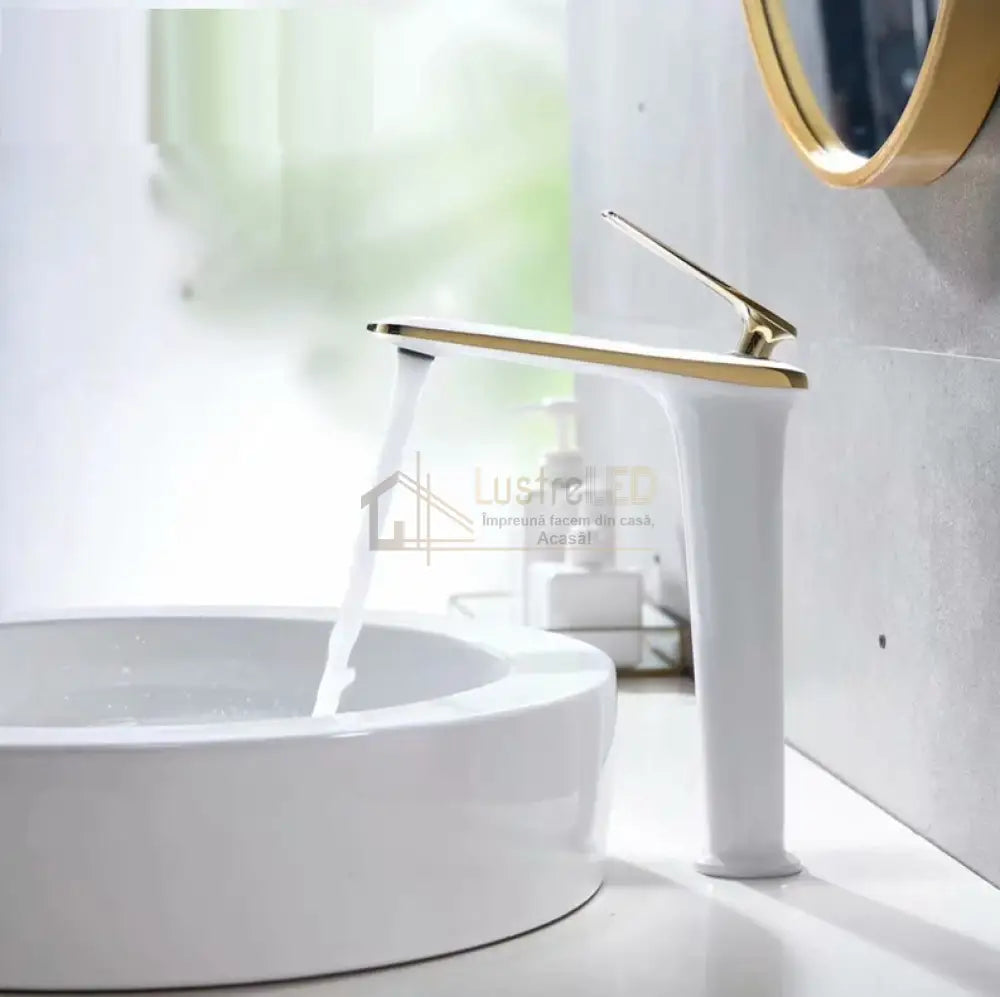 Baterie Lavoar Inalta Luxury Line Golden White 004 Modern Faucets