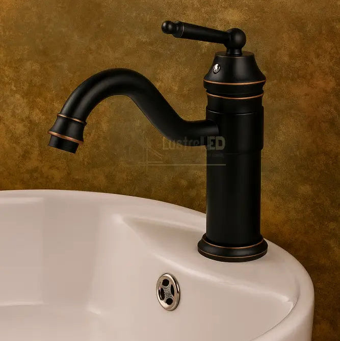 Baterie Lavoar Medie Negru Antichizat Design Modern Alama