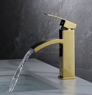 Baterie moderna pentru lavoar din alama – finisaj bronz auriu mat design elegant