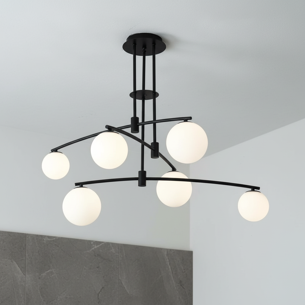 Lustra Abajur Mat Black MATEO 6xG9 cu brate reglabile