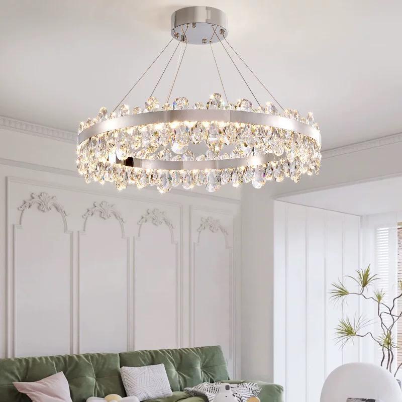 Lustra LED Suspendata Astralis Silver Cristal Telecomanda 60CM