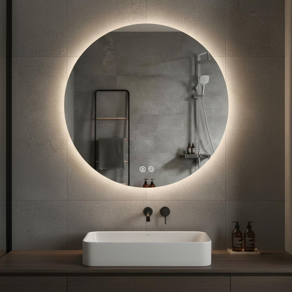 Oglinda LED Rotunda FRAMELESS 60cm, 3 Lumini, Dezaburire, DImabila si Touch OD005